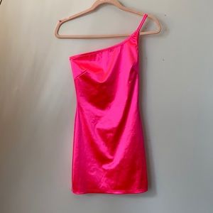 Neon pink mini dress